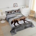 thumbnail image 4 of Wolves Hunting Queen Comforter Set, Safari Wooden Plank Wolf Soft Bed Set For Kids Teens, Rustic Animals Wildlife Breathable Down Comforter For Sofa, Trees Brown Mountains Duvet Insert, 4 of 7