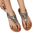 thumbnail image 3 of Kcodviy Ladies Strap Flat Sandals Women Platform Sandals Summer Boho Rhinestone Dress S Sandals for Women Shoes Comfort Open Toe Elastic Ankle Strap Strapless Sandals Roman Sandals, 3 of 8