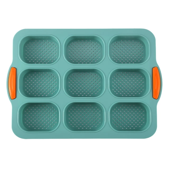 Non-Stick Silicone Baking 9 Cavity Oval Pan for Homemade Bread Loaves and Creation