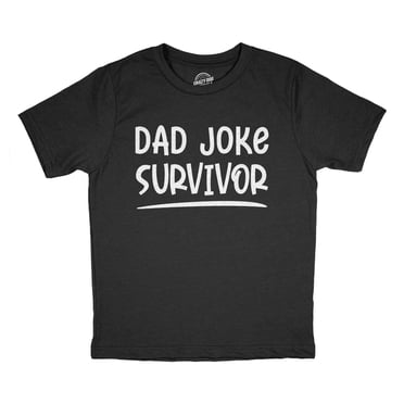 Youth Dad Joke Survivor T Shirt Funny Fathers Day Son Daughter Hilarious Graphic Novelty Tee (Heather Black) - S