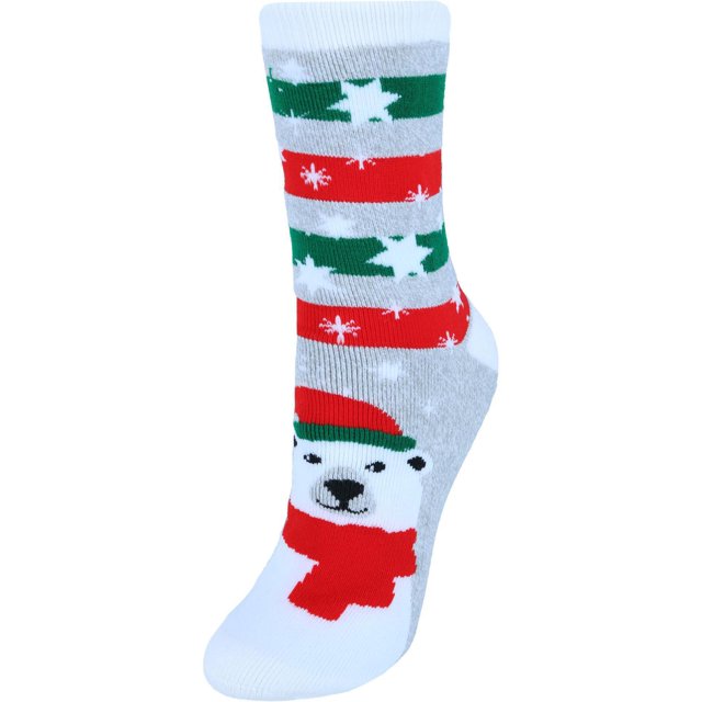 CTM® Holiday Super Soft Crew Sock with Grippers (Women's)
