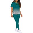 thumbnail image 4 of MAWCLOS Ensemble de Jogging pour Femmes Manches Courtes Survêtements Dégradé Ensemble Deux Pièces Boho Course Col Rond Ensembles de Détente Vert Foncé TG, 4 of 4