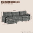 thumbnail image 2 of 108" Extra Large Modular Sectional Sofa with Ottoman - L-Shaped Cloud Couch, Chenille Upholstery, Removable Washable Covers, Spacious and Comfortable for Living Room or Apartment, Charcoal, 2 of 6