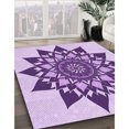 thumbnail image 3 of Ahgly Company Tapis Rond Lavable en Machine Intérieur Transitionnel Fleur Rose, 6 Pieds Rond, 3 of 7