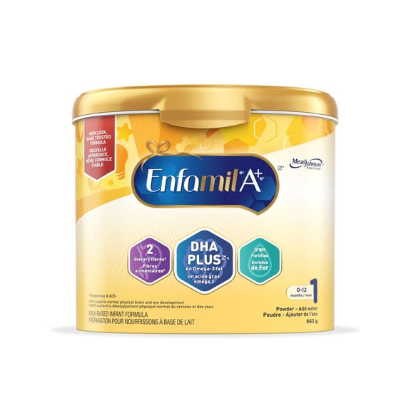 Enfamil A+, Baby Formula, Powder Tub, DHA (a type of Omega-3 fat) to help support brain development, Age 0-12 months, 663g