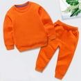 thumbnail image 1 of LSLJS Ensemble Automne Hiver pour Bébés Garçons Filles, Chandail à Col Rond et Pantalon de Jogging Couleur Unie (Orange, 9-10 Ans), 1 of 5