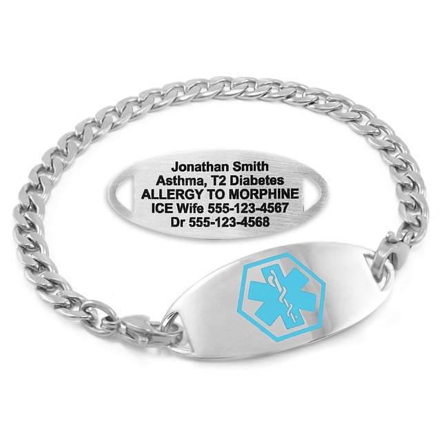 MedicEngraved Stainless Steel Custom Medical Alert Bracelet - 5mm Curb Link