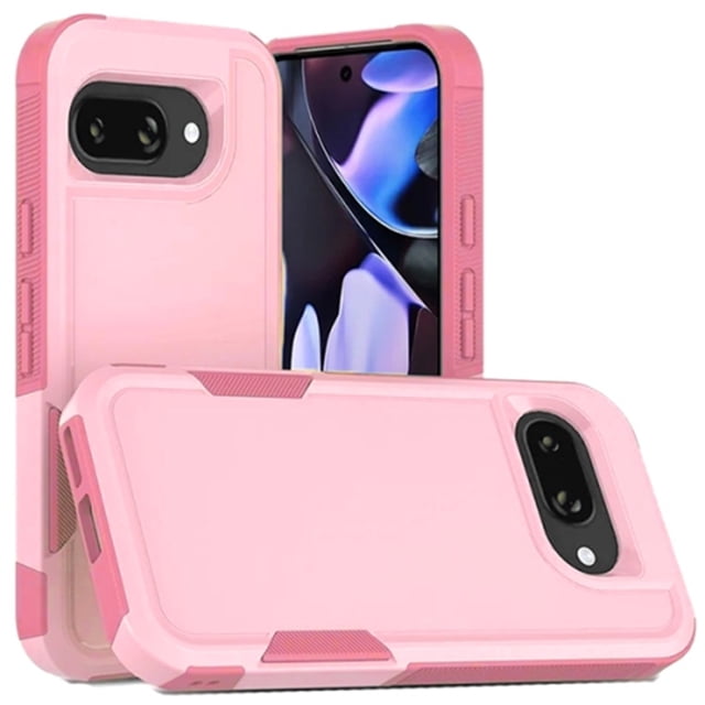 Google Pixel 9A Étui Rigide, Étui Blindé en Caoutchouc Robuste à Double Couche avec Dos en PC Solide et Pare-Chocs en TPU Souple pour une protection Antichoc. Conçu avec 4 Coins Coussinés Anti-Chute et Bords Surélevés pour Protéger l'Écran et l'Objectif de l'Appareil Photo. Découpes Précises et Boutons Tactiles Assurent un Accès Facile et une Utilisation Facile. Convient aux Utilisateurs de Téléphone for Google, Présenté dans une Variante de Couleur Rose.