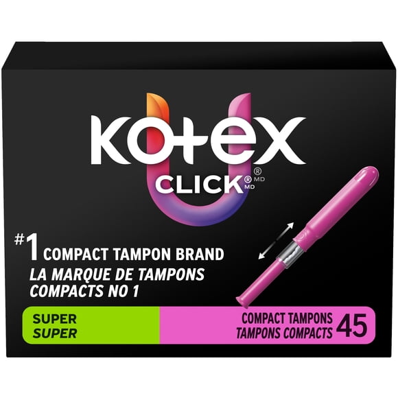 U by Kotex Click Compact Tampons, Super, Unscented, 45 Count