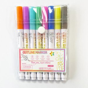 Rbaofujie Marqueur de mise en évidence amélioré 2024 Nouveau Glitter Gel Pen ligne de contour Marker Glittor Marker colorés de l'art Marqueurs pour écrire Scrapbooking Journals Peinture