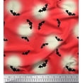 thumbnail image 1 of Soimoi Georgette Viscose Fabric Moon & Bat Halloween Fabric Prints by Yard 42 Inch Wide, 1 of 3
