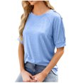 thumbnail image 1 of FAIWAD Tuniques d'Été pour Femmes Manches Courtes Col Rond Boutons T-Shirts Blouses Unies, 1 of 8