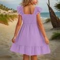 thumbnail image 5 of MIASHUI Robe Décontractée pour Filles Été Col Carré Sans Manches Robe d'Été Fluide pour Enfants, Violet, 13-14 Ans, 5 of 5