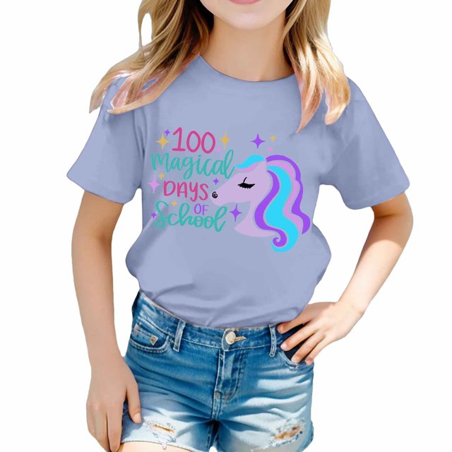 TZEWGL Chemise Mignonne pour Fille Garçon Imprimé Col Rond Manches Courtes Ample pour Bébés Taille 6-7T