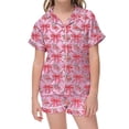 thumbnail image 1 of Satin Pajama Set for Girls Comfortable Two Piece Loungewear with Classic Button Down Design and Soft Short Sleeves, 1 of 3