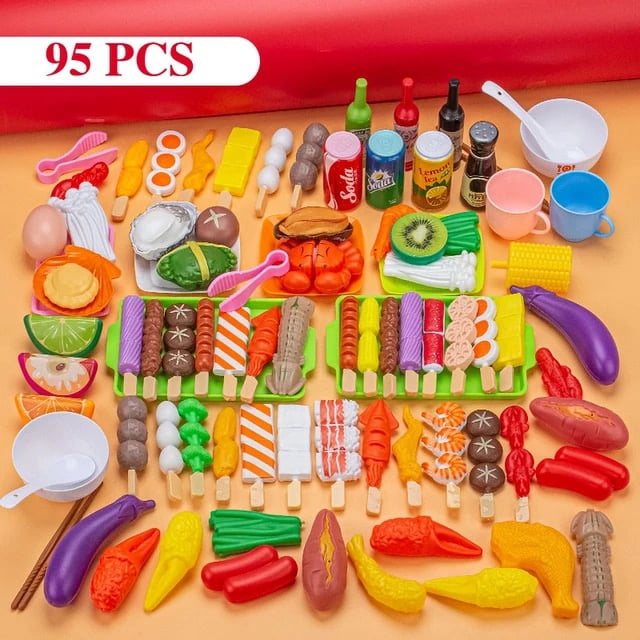 Mini Jouets Alimentaires Jouets de Cuisine pour Enfants Jeu d'Imitation Batterie de Cuisine de Simulation Cuisson BBQ Four Kit Jeu de Rôle Cadeau Éducatif Enfants