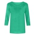 thumbnail image 5 of Admvng Blouses pour Femmes Chic Décontracté Col Rond Manches 3/4 T-shirt Ample Basique Hauts pour Femmes P-2TG, 5 of 5