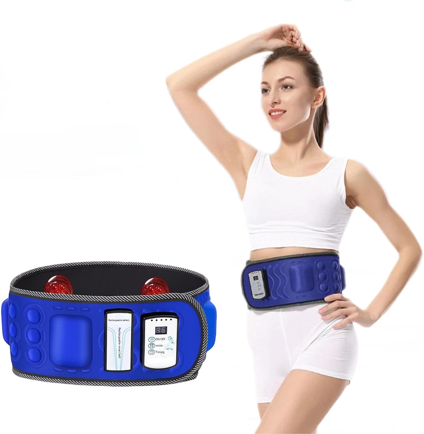 LAICAIW Massage Slimming Belt, Electronic Wireless High Vibration Massager for Waist, Belly, Abdomen, Hip, Back, with 36 Vibrating Modes and 2 Heated Red Lamp, Improve Blood Circulation& Burn Calorie
