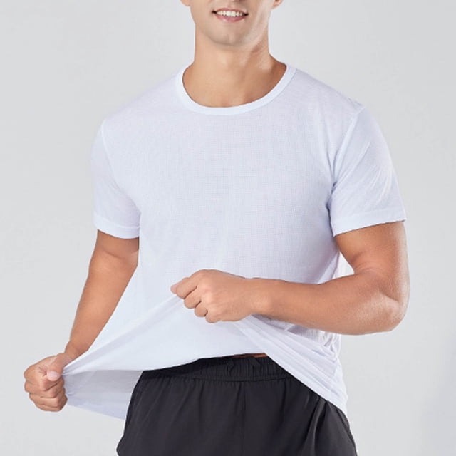 Compression Shirts for Men Quick Drying Summer Gym Shirts Breathable Stretchy Short Sleeve Crew Neck Basic T-Shirts for Activewear