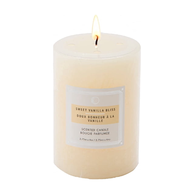Chandelle Pilier Parfumée 2,75 Pouces X 4 Pouces Sweet Vanilla Bliss - Ensemble de 8