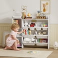 thumbnail image 2 of Qaba Kids Bookshelf and Toy Storage Organizer with 8 Removable Bins, White, 2 of 10