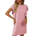 thumbnail image 2 of Ovzne Robes Grande Taille pour Femmes aux Formes Robe d'Été pour Femmes Couleur Unie Sans Manches à Col Rond Robe de Printemps Liquidation, 2 of 7