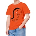 thumbnail image 3 of WERYOUNG T-Shirts Filles Garçons Été Décontracté Imprimé Dinosaure Col Rond Manches Courtes T-Shirts Classiques Piscine Plage, Orange, 6-7 Ans, 3 of 3