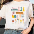 thumbnail image 1 of Happy Easter Rabbit Bunny Doodle T-Shirt Women -Image by Shutterstock  Female Medium, 1 of 2