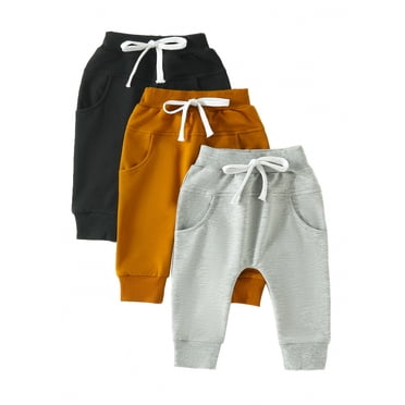 Wangsaura Baby Boys Pants Infant Harem Pants Toddler Active Joggers Pants Casual Athletic Trousers Solid Color Pocket Bottoms