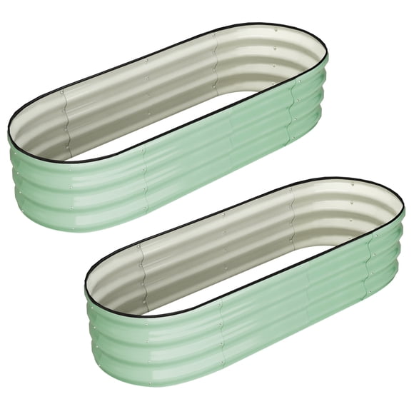 YUSAZENS 2 Pcs 4.5x2x1ft Galvanized Raised Garden Bed, Outdoor Planter Boxes for Vegetables, Flowers, Fruits, Green