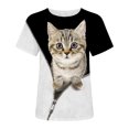 thumbnail image 4 of SMihono Hauts pour Femmes Été Décontracté T-Shirts Col Rond Imprimé Animal Manches Courtes Blouse Grande Taille, 4 of 5