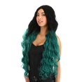 thumbnail image 2 of Black and Green Ombre Long Wavy Wig, 2 of 3