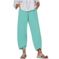 thumbnail image 2 of RXIRUCGD Women's Summer Comfortable Loose Wide Legged Fashion Solid Color Capris, Light Blue, Size: 4XL, 2 of 5