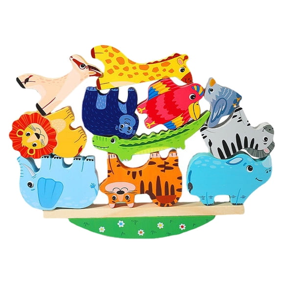 1 Set Lovely Animal-shaped Stackable Blocks Kids Table Balance Stacking Toys