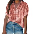 thumbnail image 1 of Womens Short Sleeve Blouses Womens Button Printed Short Sleeve Backswing Length V-Neck T- Blouses Women Short Sleeve Tops Women Short Sleeve Blouse Short Sleeve Tops for Women, 1 of 6