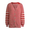 thumbnail image 4 of Women's Color Block Rib Knit V-Neck Button Down Cardigan Long Sleeve Slim Fit Casual Sweater Coat, 4 of 8