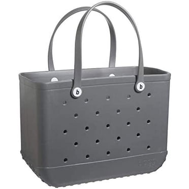 AVEKI Beach Bag EVA Perforated Waterproof Sandproof Durable Open Silicone Tote Bag for Outdoor Beach Pool Sports, Gray