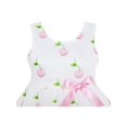 thumbnail image 4 of Robe Fille Rose Pomme Verte Imprimé Feuille Satin Nœud Papillon 2 Ans, 4 of 4