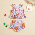thumbnail image 4 of TIEVOSA Summer Girls Cartoon Flower Printed Ruffles Two Piece Swimwear Swimsuit Bikini 3-13 Years Old, 4 of 6