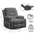 thumbnail image 3 of Bingirl 360° Swivel Oversized Recliner Single Sofa Seat, Recliner Chair with Massage and Heat, Adult Rocking Chair Reclining Sofa with Cup Holder and Pockets for Living Room, 3 of 7