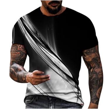 Meichang T-Shirts Musculaires d'Été pour Hommes Amusants Imprimés 3D à Manches Courtes T-Shirts Graphiques Grande Taille Coupe Régulière Chandails à Enfiler Hauts à Blocs de Couleur T-Shirts d'Entraînement Gris 4TG