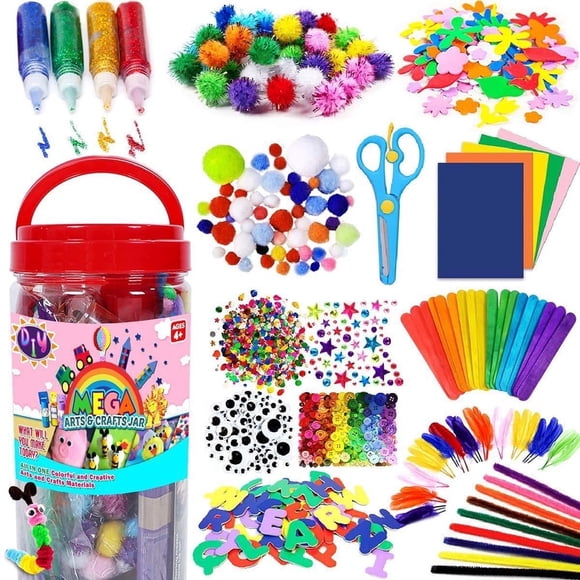 DEBGFS Arts and Crafts Supplies for Kids - Craft Art Supply Kit for Toddlers Age 4 5 6 7 8 9 - in One D.I.Y. Crafting School Kindergarten Homeschool Supplies Arts Set Christmas Crafts fo