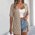 thumbnail image 2 of Timegard Womens Summer Tops Short Sleeve Hollow out Cover up Boho Open Front Knitted Cardigan Beach Wear, 2 of 7