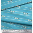 thumbnail image 3 of Soimoi Blue polyester Crepe Fabric Bow & Stripe Printed Fabric 1 Yard 42 Inch Wide, 3 of 5