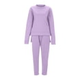 thumbnail image 4 of Besolor Survêtements pour Femmes 2 Pcs Ensembles Chandail à Col Rond Fendu et Pantalon de Survêtement à Cordon Ensemble de Détente, 4 of 4