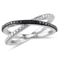 thumbnail image 1 of Bague en Croix de Diamant Noir en Argent Sterling, 1 of 4