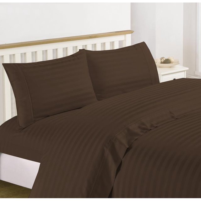 Home Collection 1200 Thread Count 100% Cotton Egyptian Quality Deep Pocket Stripe Sheet Set (California King, Chocolate)