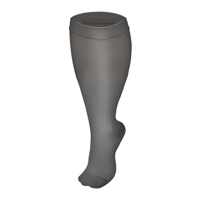 Outfmvch Chaussettes de Compression, Chaussettes de Ski, Chaussettes de Compression Polyvalentes et Sportives, Chaussettes de Soccer, Chaussettes de Compression Mollet Grand pour Femmes Gris Foncé 2TG