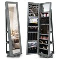 thumbnail image 1 of Costway Armoire à Bijoux Rotative à 360° 2-en-1 Verrouillable Miroir Gris Foncé, 1 of 9