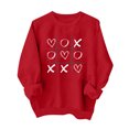 thumbnail image 1 of Penkiiy Chandail en Molleton Imprimé Col Rond pour Femmes Saint-Valentin Manches Longues Chandail en Molleton à Capuche S Rouge, 1 of 7